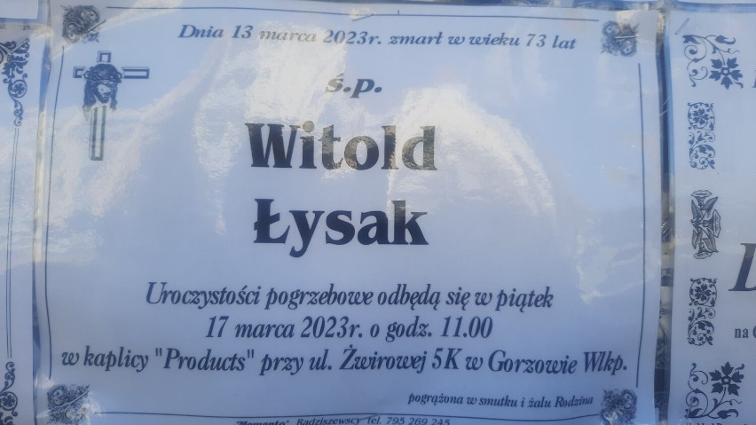 Pogrzeb Witolda Łysaka odbędzie się w piątek 17 marca o...