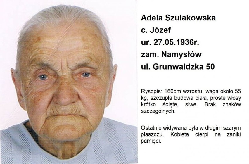 Osoby zaginione z powiatu namysłowskiego.