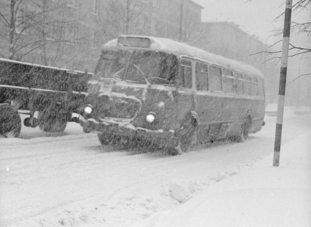 Kiedyś to były zimy. Zdjęcie obrazuje jedną z nich. A 11 marca 1947 roku śnieg zasypał drogę z Nowego Miasteczka do Nowej Soli.