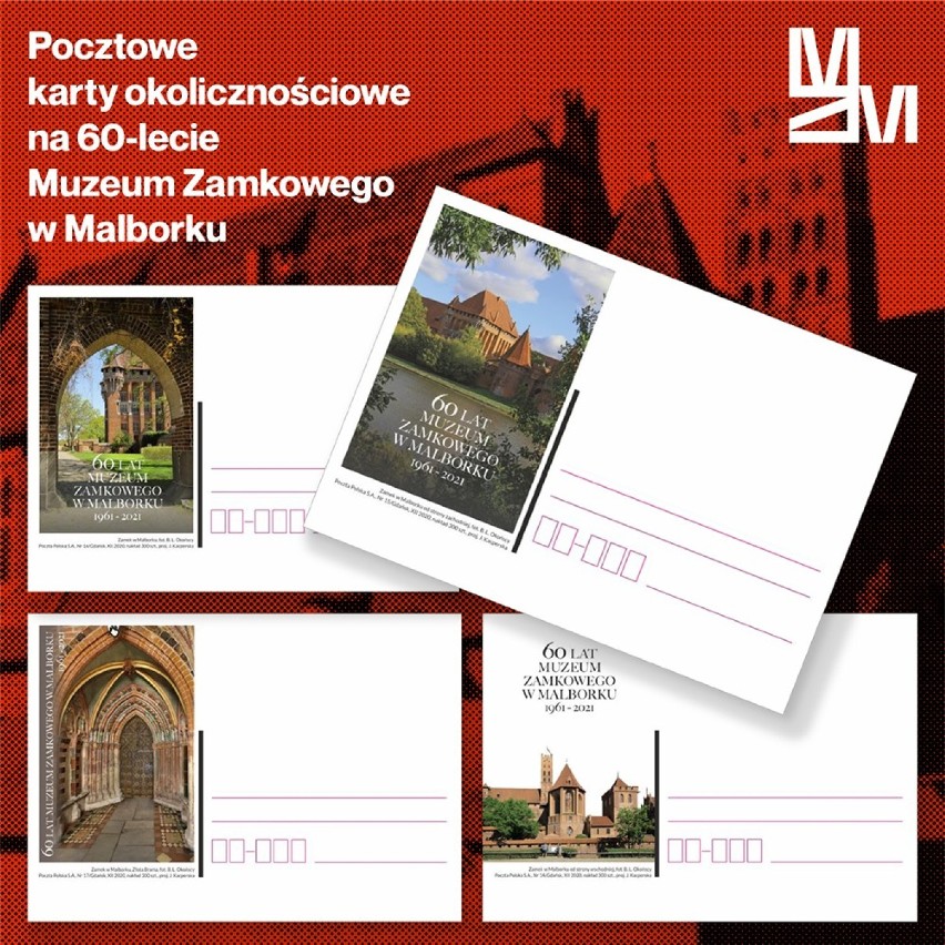 Malbork. 60-lecie Muzeum Zamkowego na kartkach i datowniku. Z kolei filateliści przygotowali znaczek okolicznościowy