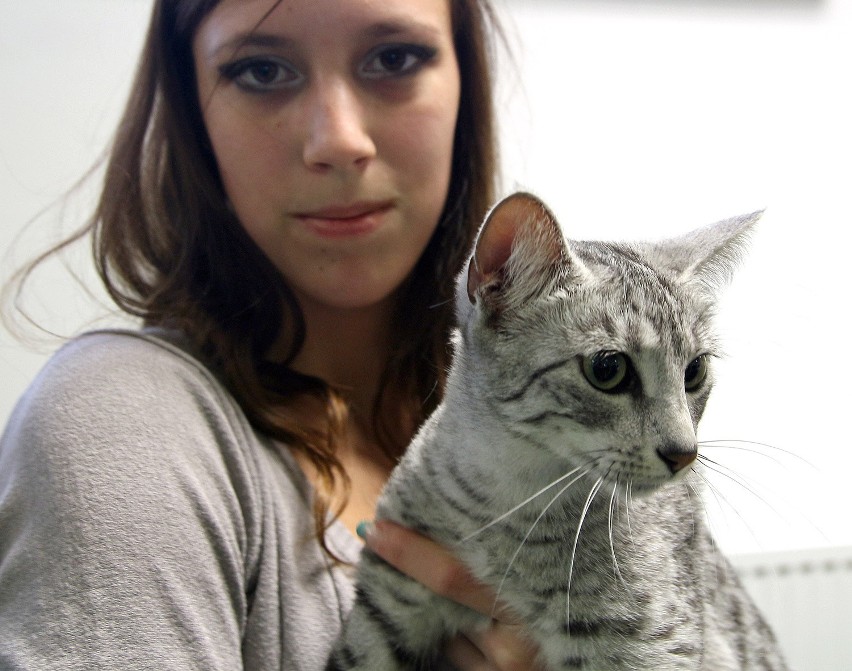 Alicja Kubicha z kotem egipskim.