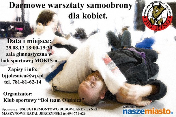 Plakat promujący warsztaty samoobrony dla kobiet