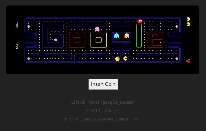 Google Pacman
Kolejna z gier. Aby ją uruchomić, należy...