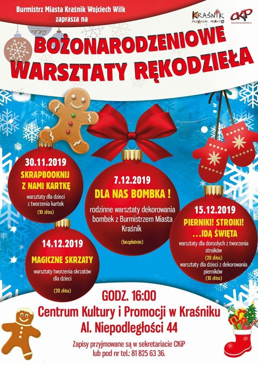 Bożonarodzeniowe Warsztaty Rękodzieła i świąteczny Jarmark w Kraśniku. Sprawdź, co zaplanowano