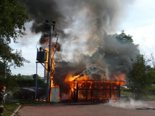 Pożar transformatora w Ostródzie