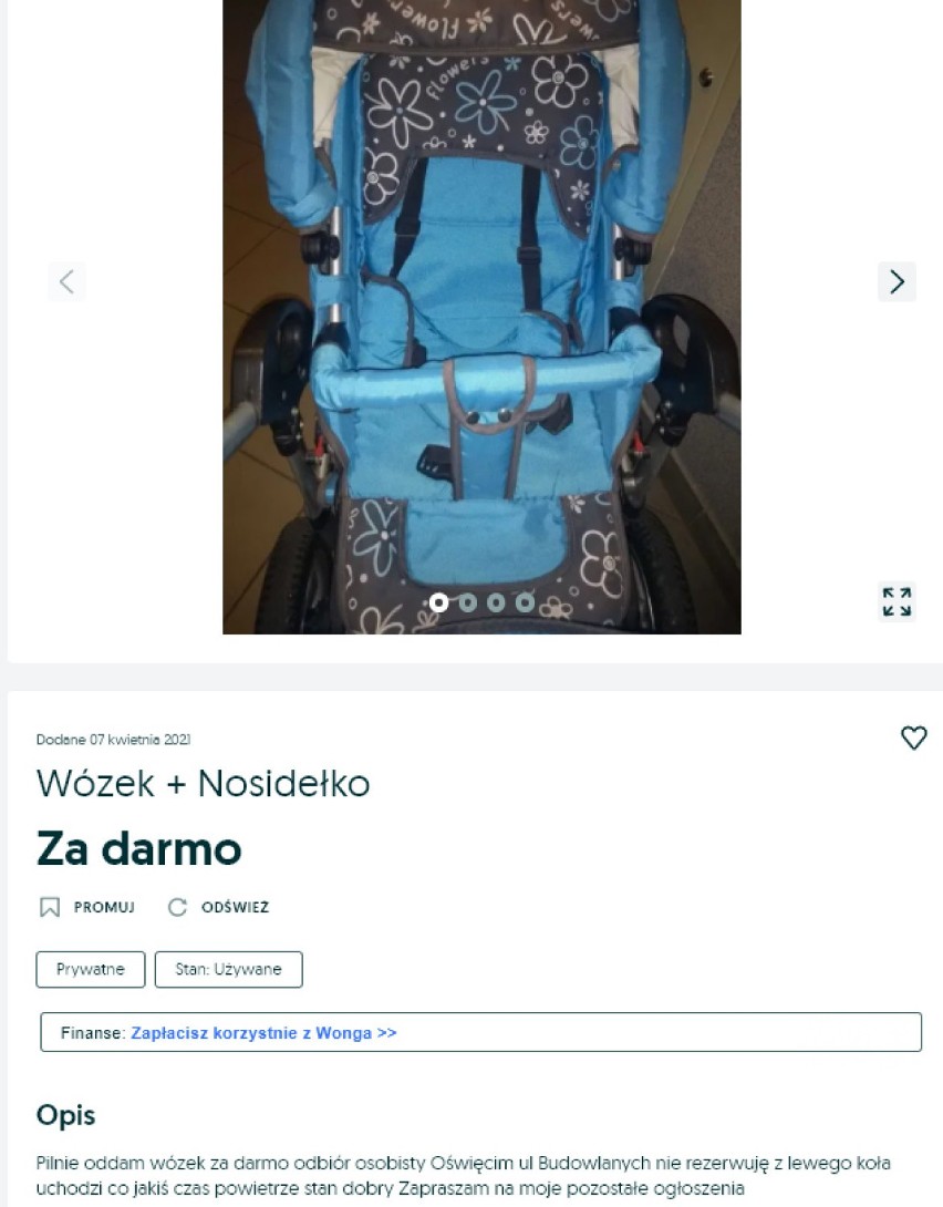 Oświęcim. Wersalki, fotele, meblościanki i wózki dla dzieci - to mieszkańcy oddają za darmo na OLX. Zobaczcie zdjęcia              