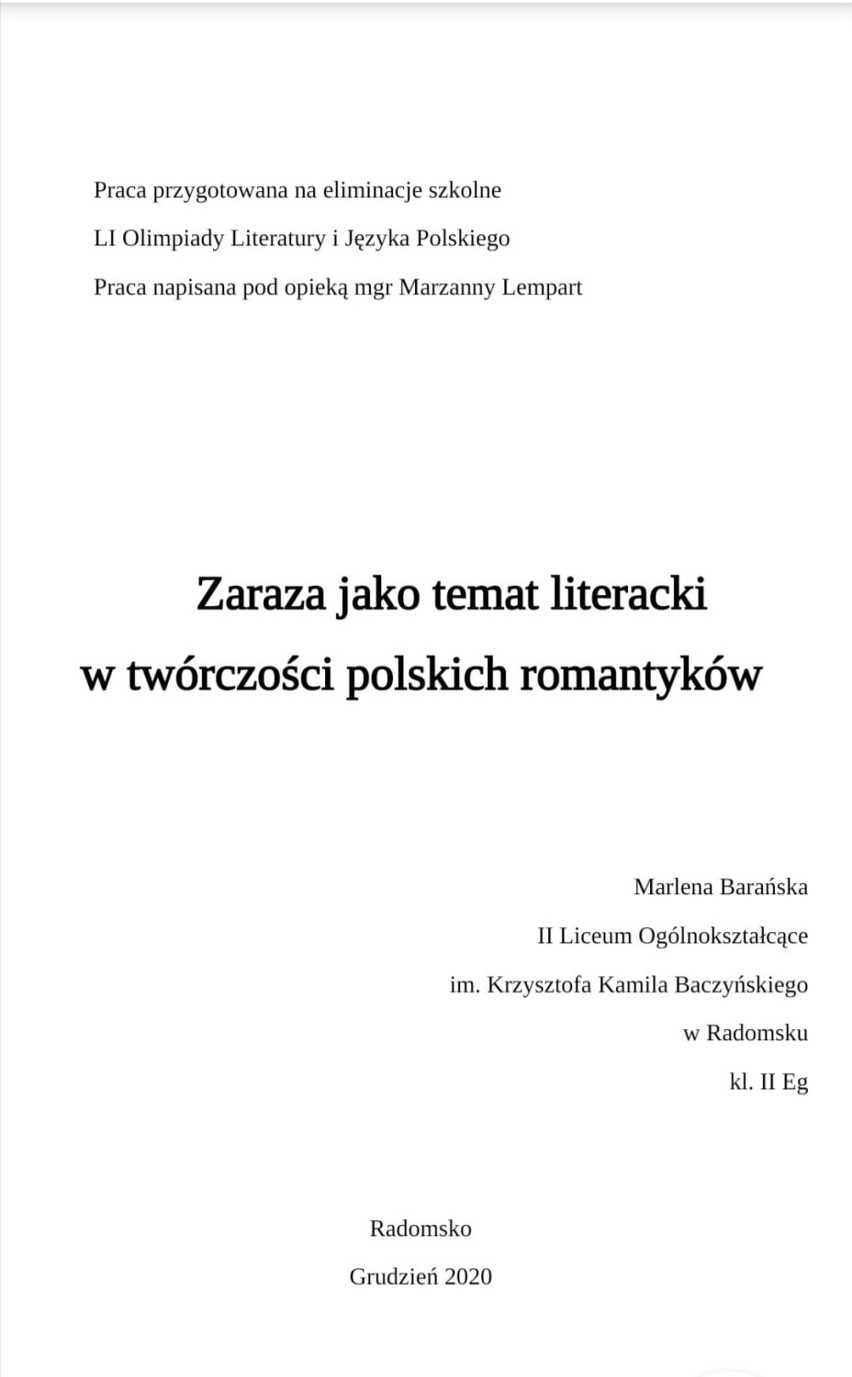 Olimpijskie sukcesy uczniów II Liceum Ogólnokształcącego w Radomsku