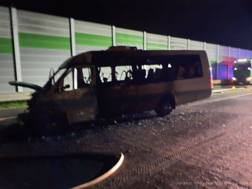 Pożar mercedesa sprintera na autostradzie A1 w gminie...