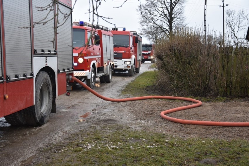 Pożar domu pod Damasławkiem. Na miejsce wysłano sześć zastępów straży [ZDJĘCIA]