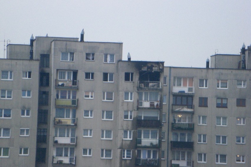 Widok mieszkania, które spłonęło od strony ul. Leśnej.