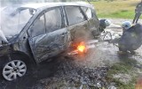Piwniczna - Zdrój. Sądeccy strażacy i druhowie z OSP gasili płonący samochód marki renault scenic [ZDJĘCIA]