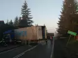 Jazdowiczki. Ciężarówka wpadła w poślizg i zablokowała drogę [ZDJĘCIA]