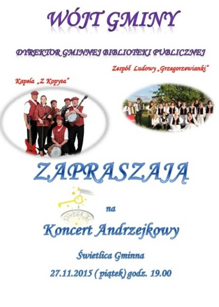 Koncert Andrzejkowy w Grzegorzewie
27 listopada...