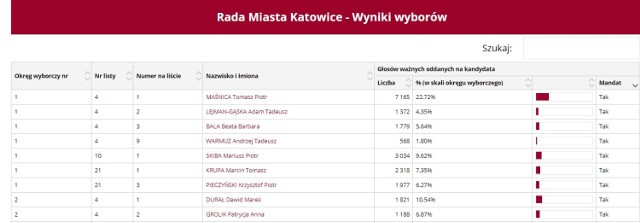 Katowice Rada Miasta wyniki wyborów