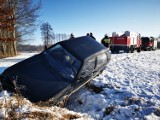 Gmina Zelów. Ślisko na drogach, auto wylądowało w rowie