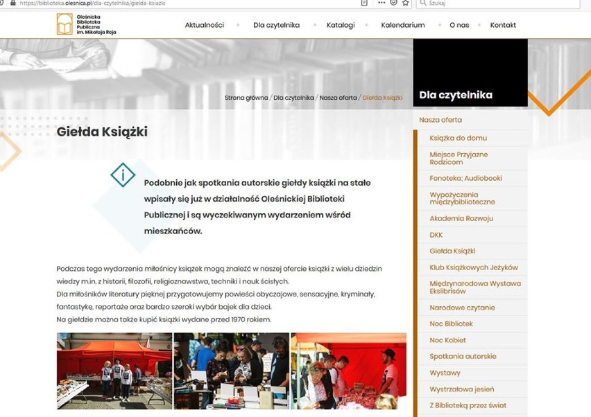 Biblioteka w Oleśnicy pochwaliła się nową stroną www!