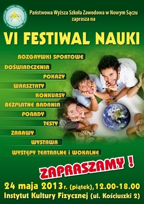 W piątek VI Festiwal Nauki organizowany przez PWSZ