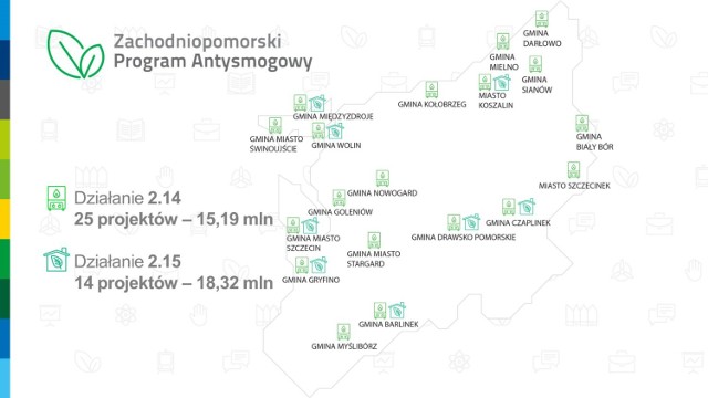 Mapa miast z programu antysmogowego