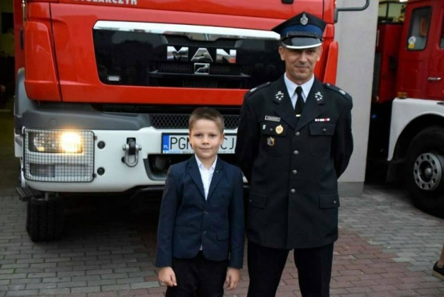 Michał Majchrzak ze swoim synem, Wojtkiem.