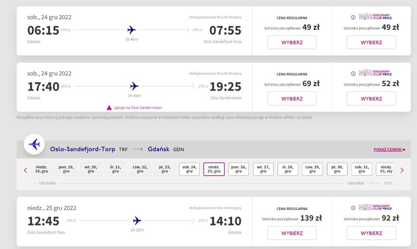 Z Gdańska do Oslo (Norwegia) - Wizz Air...