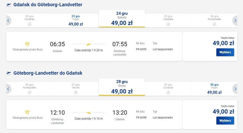 Z Gdańska do Göteborg-Landvetter (Szwecja) - Ryanair...