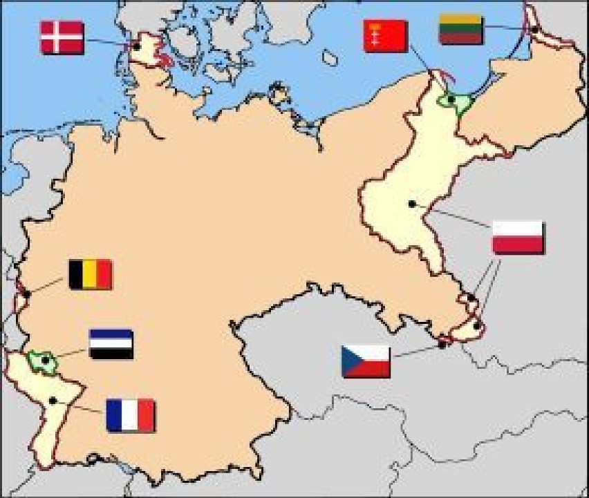 Terytorialne Niemiec w wyniku traktatu wersalskiego. Mapa...