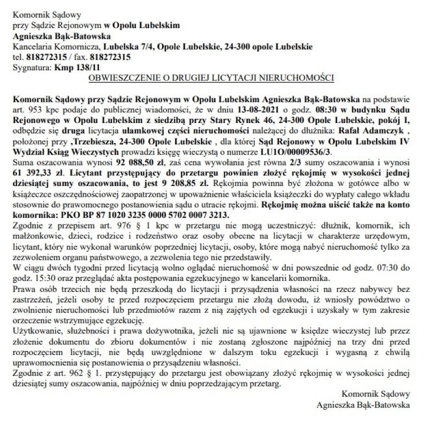 Atrakcyjne ceny domów w województwie lubelskim. Komornicy będą licytować nieruchomości. Ogłoszenia: sierpień i wrzesień 2021