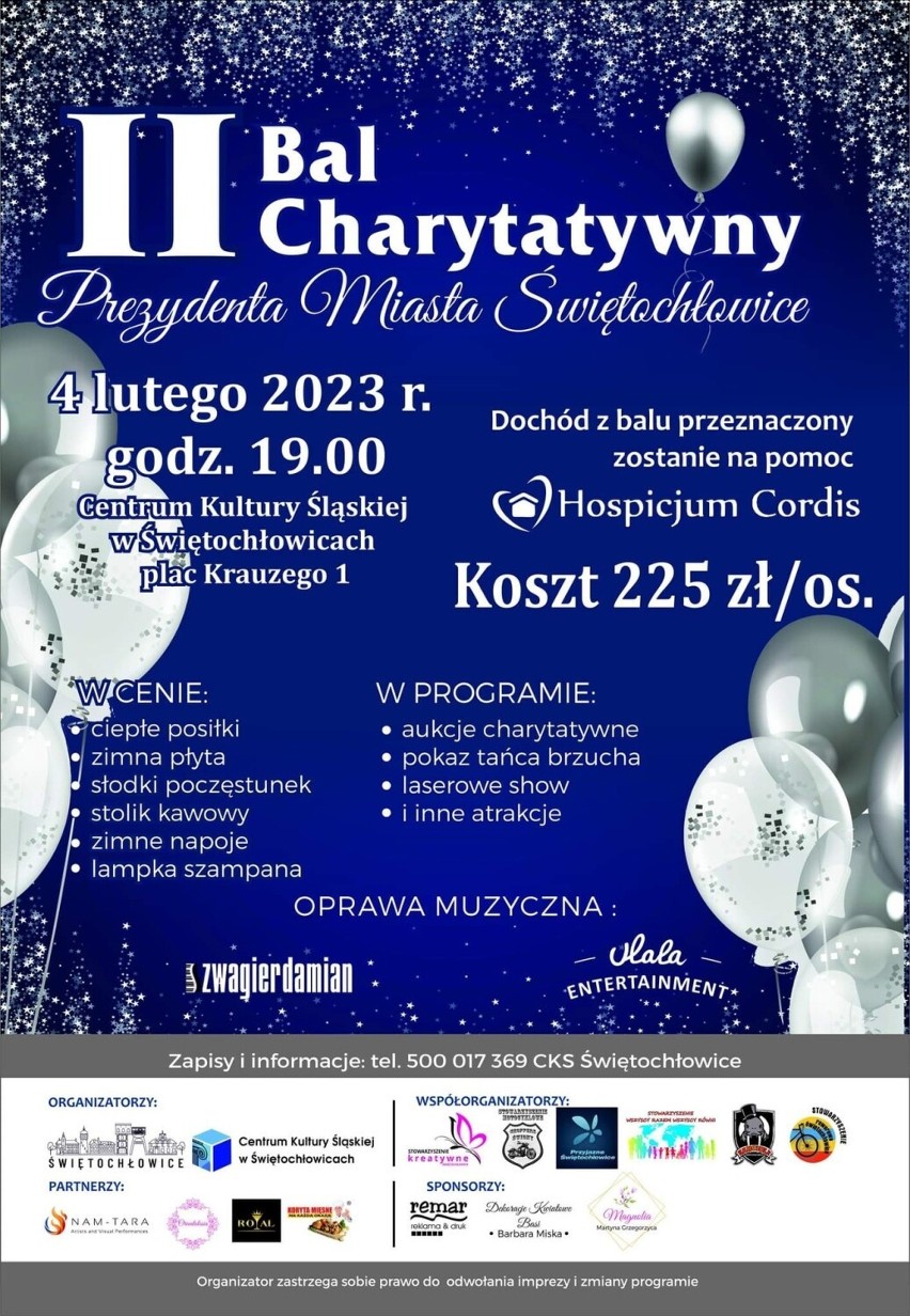 II Bal Charytatywny w Świętochłowicach. Maciej Balcar, taniec brzucha, laserowe show oraz aukcje charytatywne dla hospicjum Cordis