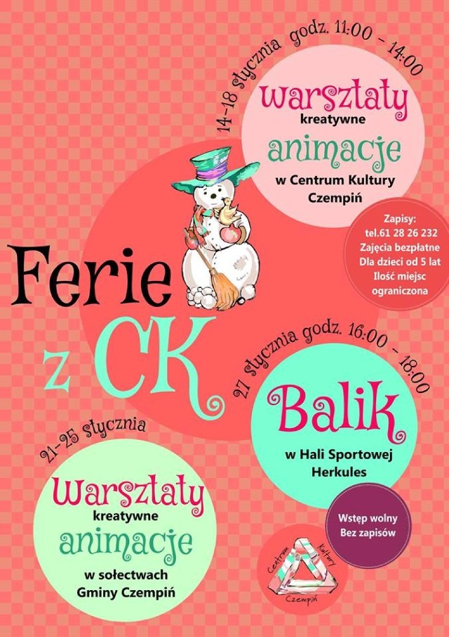 Centrum Kultury Czempiń zaprasza na różne wydarzenia w ferie