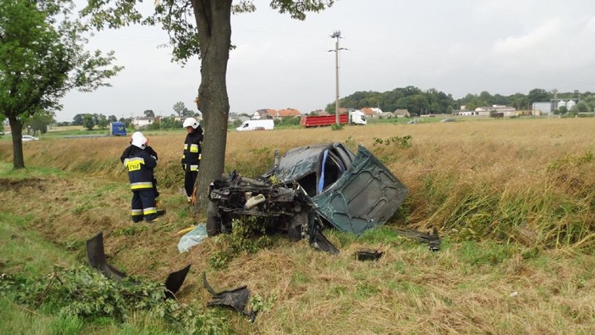 Groźny wypadek w Czarnym Sadzie. Kierowcę zabrało pogotowie lotnicze [ZDJĘCIA]