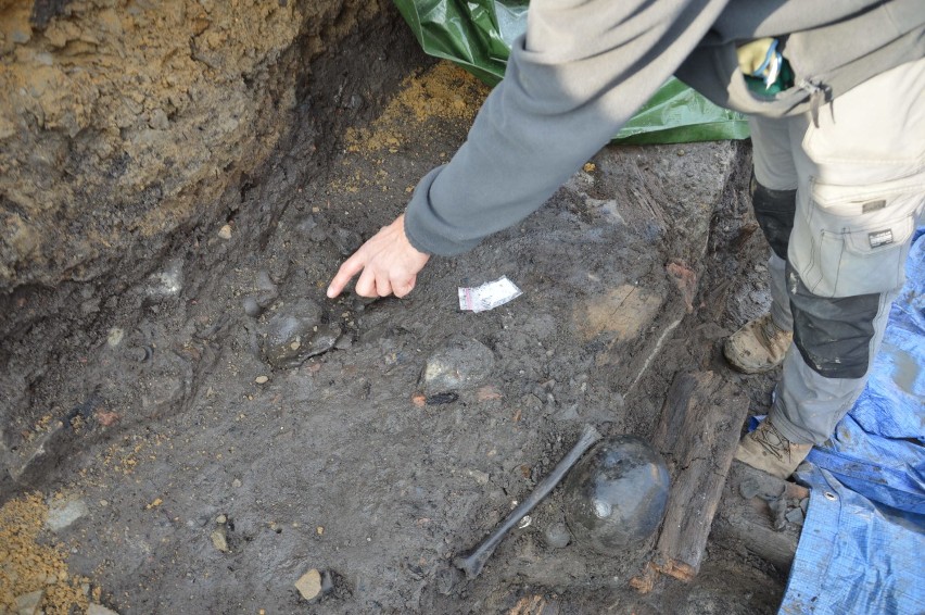 Podczas prac archeologicznych natrafiono na dwa szkielety....