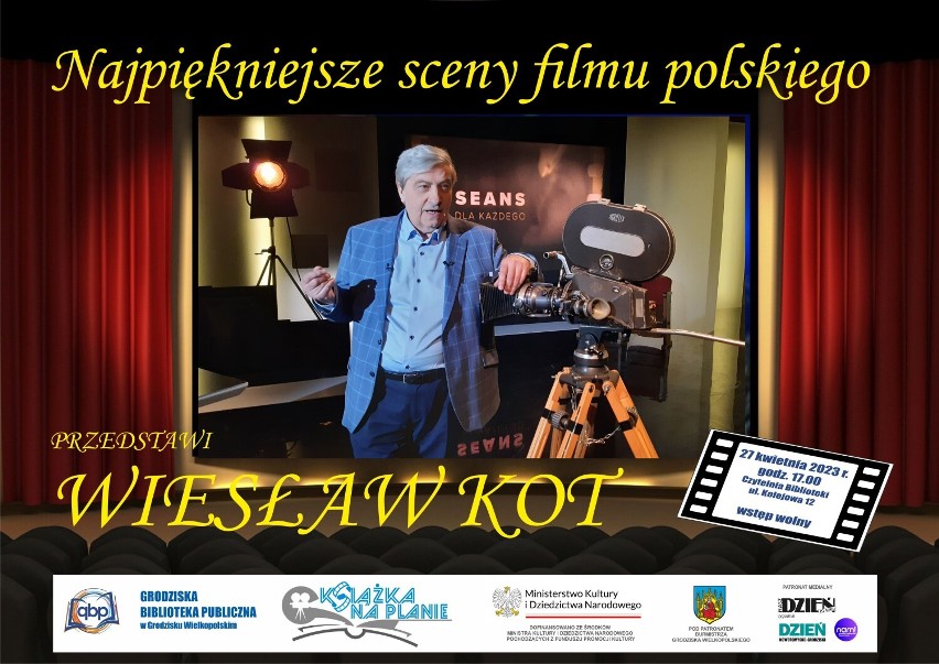 Wiesław Kot, znany krytyk filmowy, będzie gościem Grodziskiej Biblioteki Publicznej