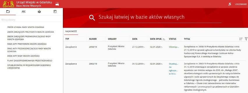 Łatwy dostęp do Bazy Aktów Własnych, czyli do uchwał i zarządzeń prezydenta Gdańska