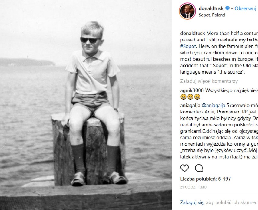 Były premier Donald Tusk założył konto na Instagramie."Trzymaj się żółtodziobie" - napisała mu córka