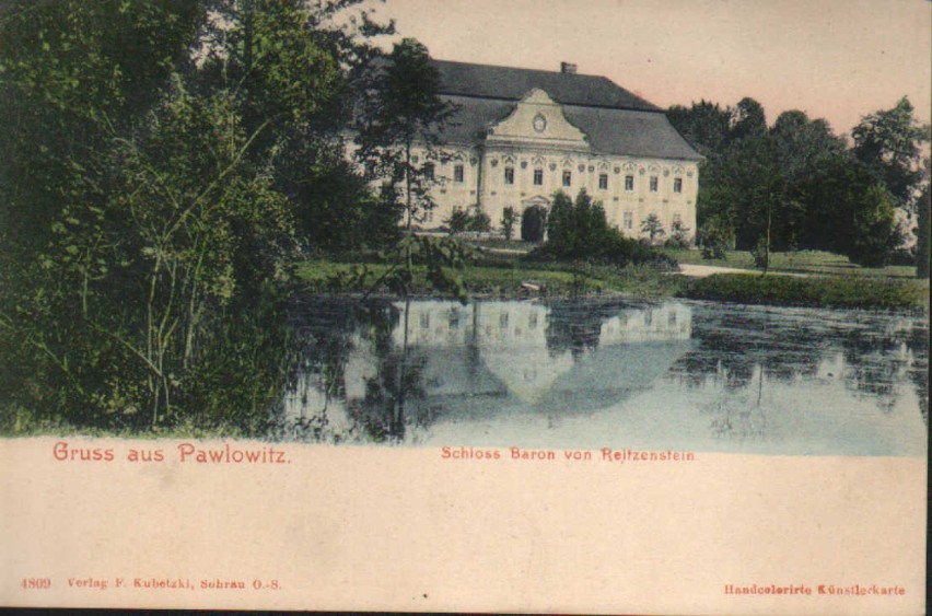 Pawłowice (Pawlowitz) - widokówka przedstawia zamek - pałac...