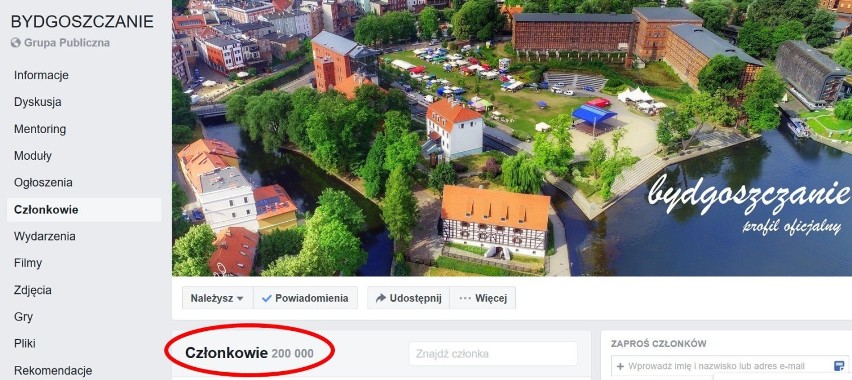 Facebookowa grupa "Bydgoszczanie" ma 200 000 członków!