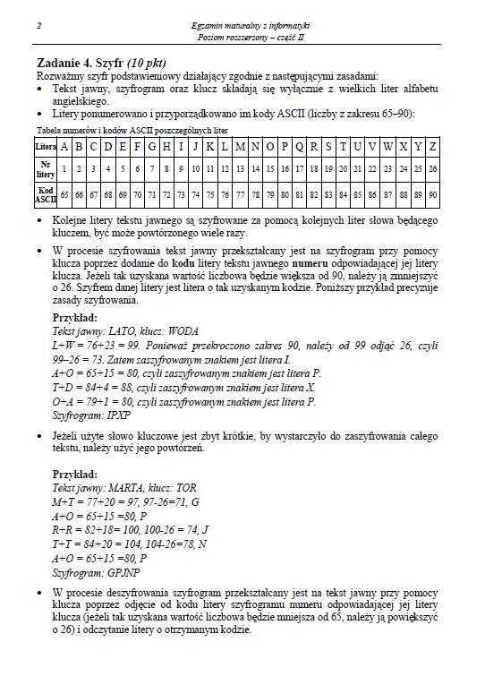 Matura 2012: informatyka - poziom rozszerzony. Cz. II [ARKUSZE]