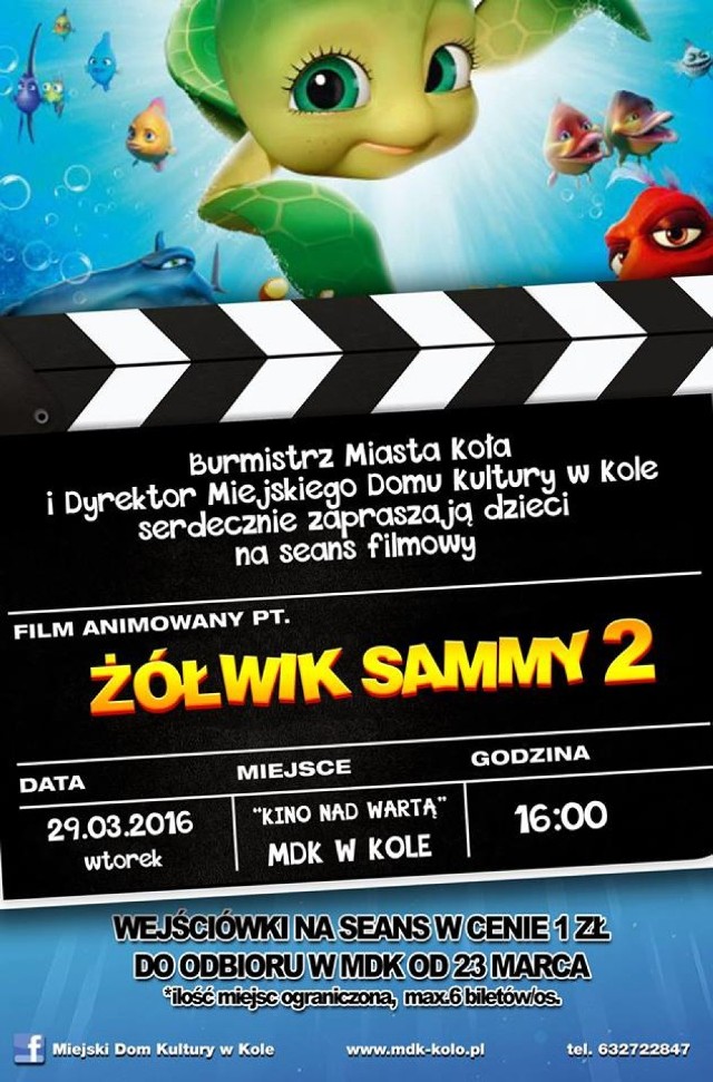 Kino w Kole: "Żółwik Sammy 2" za złotówkę