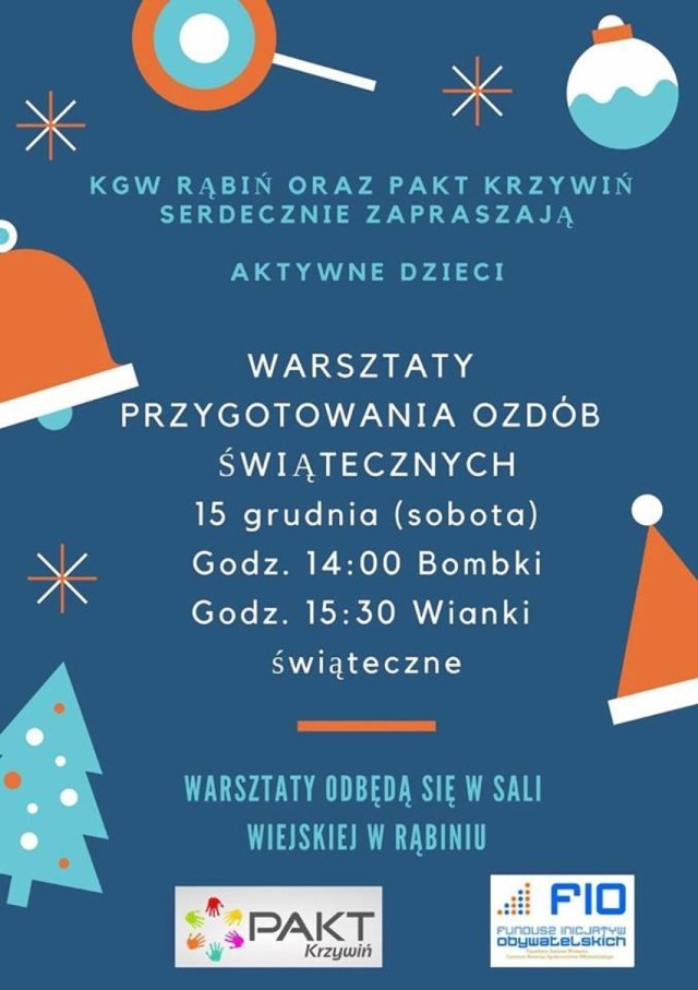 Świąteczne warsztaty robienia ozdób świątecznych w gminie Krzywiń