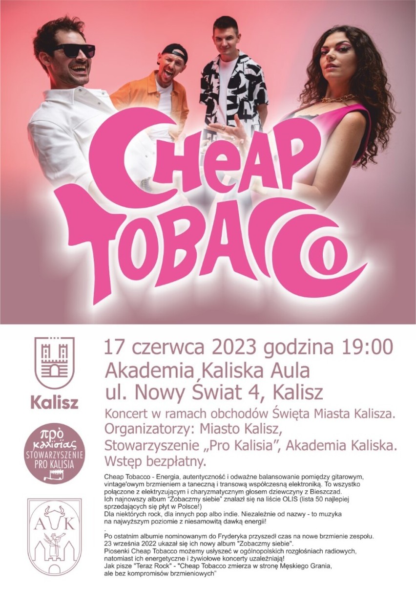 Koncert Cheap Tobacco już w czerwcu w Kaliszu!