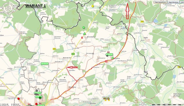 Objazd w kierunku Warszawy: DK – 91 przez miejscowość Rędziny, Rudniki, Kłomnice do Radomska.
