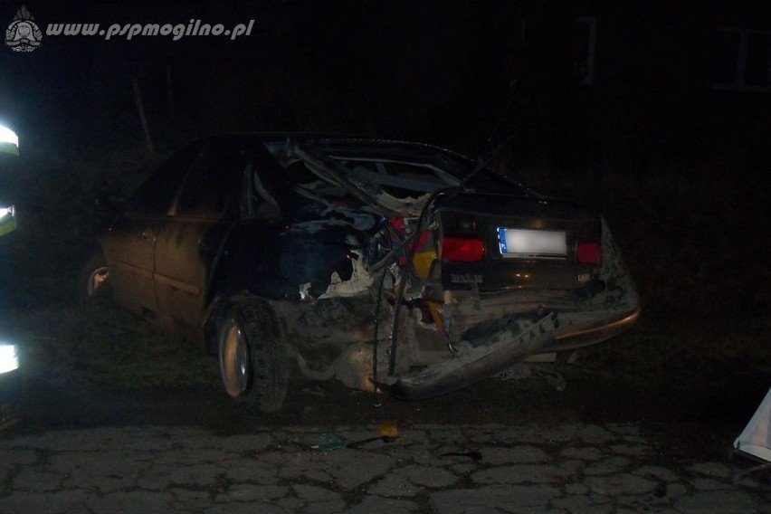 W Dąbrowie auto uderzyło w drzewo