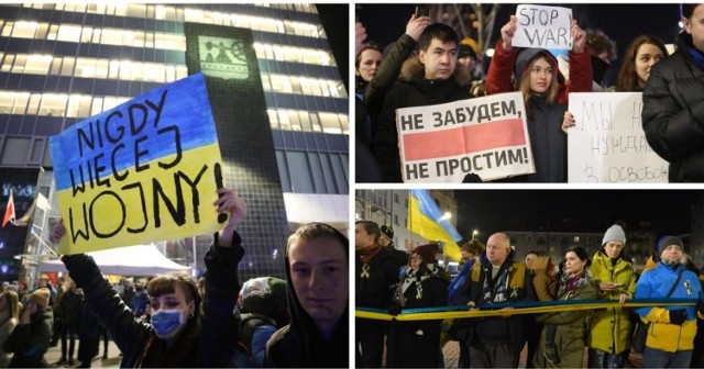 W czwartek, 24 lutego, tłumy pojawiły się na rynkach w Bytomiu, Gliwicach i Katowicach, aby okazać wsparcie zaatakowanej przez Rosję Ukrainie.

Zobacz kolejne zdjęcia. Przesuwaj zdjęcia w prawo - naciśnij strzałkę lub przycisk NASTĘPNE