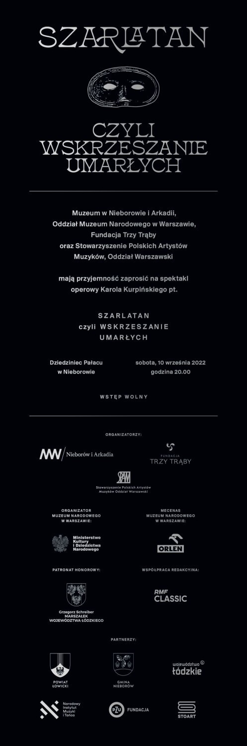 Muzeum w Nieborowie i Arkadii zaprasza na plenerowe wykonanie opery "Szarlatan"