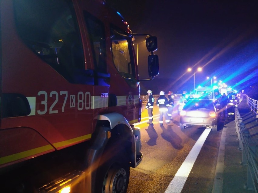 Kraków. Wypadek w Balicach. Zderzenie dwóch samochodów na obwodnicy Krakowa, jedna osoba ranna