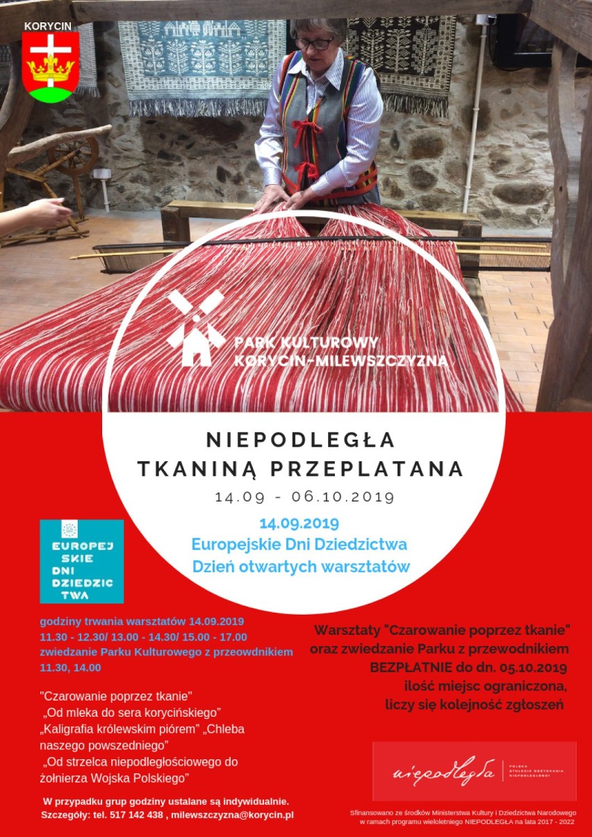 Czarowanie przez tkanie. "Niepodległa tkaniną przeplatana” już w ten weekend w Milewszczyźnie [PLAKAT]