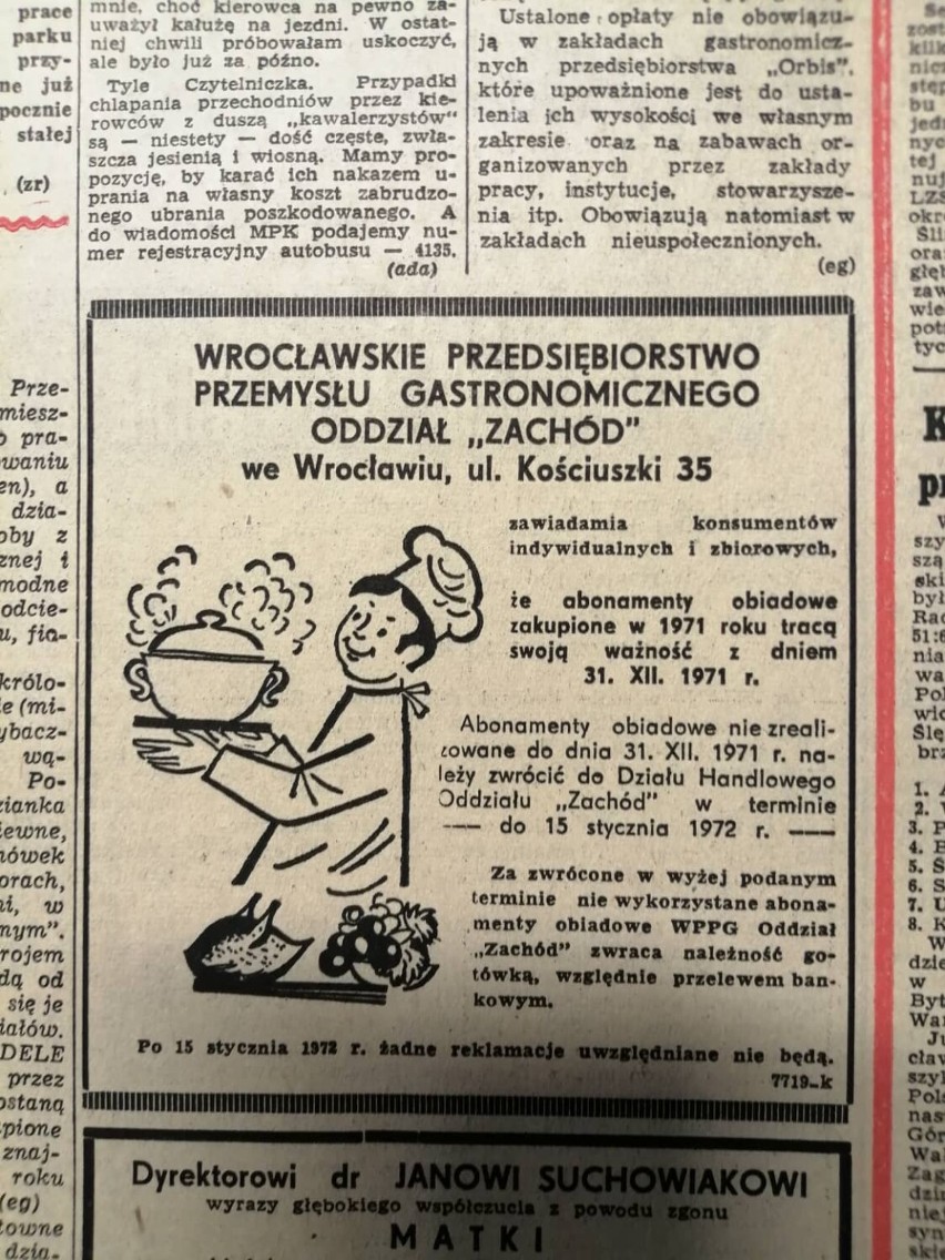 Takie reklamy można było zobaczyć we wrocławskich  gazetach...