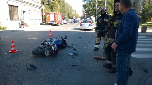 Wypadek motocyklisty na Targowej w Łodzi