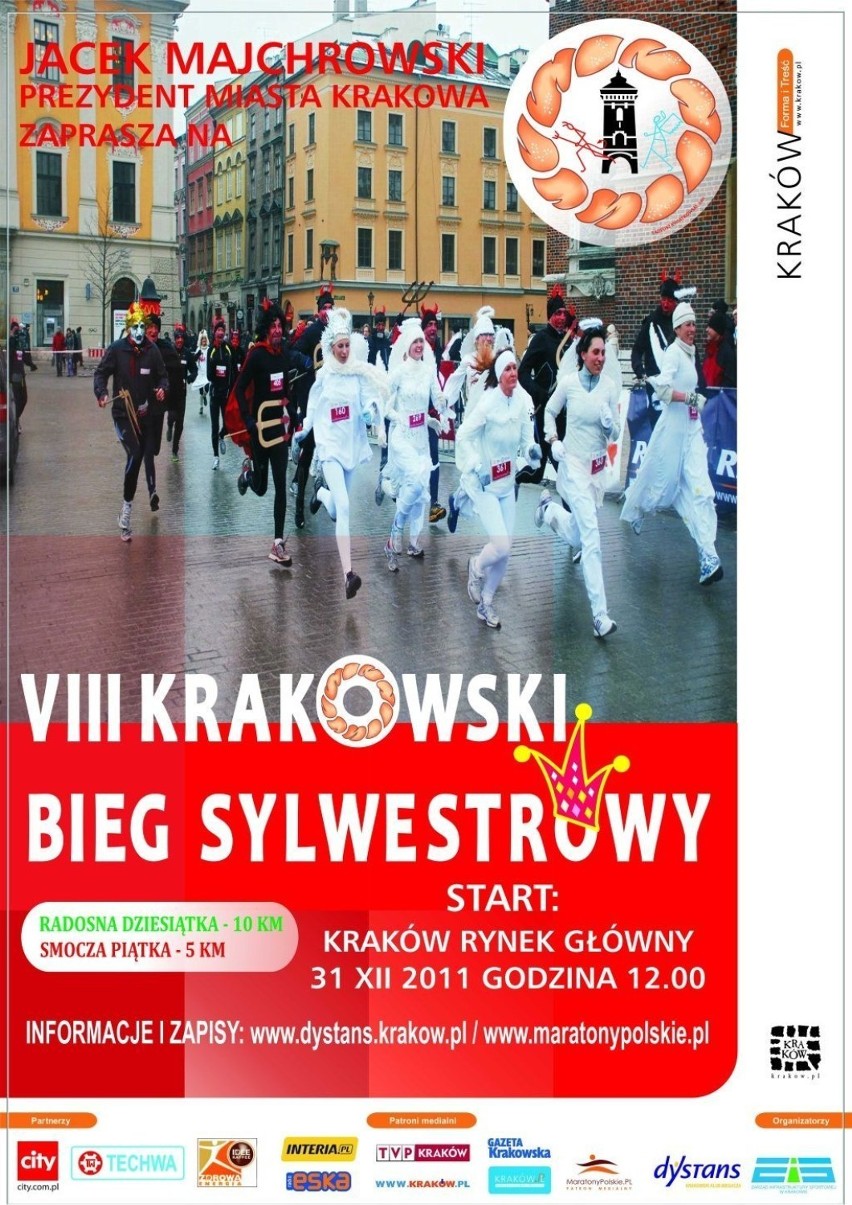 Plakat VIII Krakowskiego Biegu Sylwestrowego