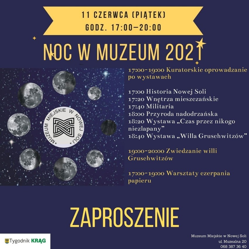 Program Nocy w Muzeum 2021 w Nowej Soli.